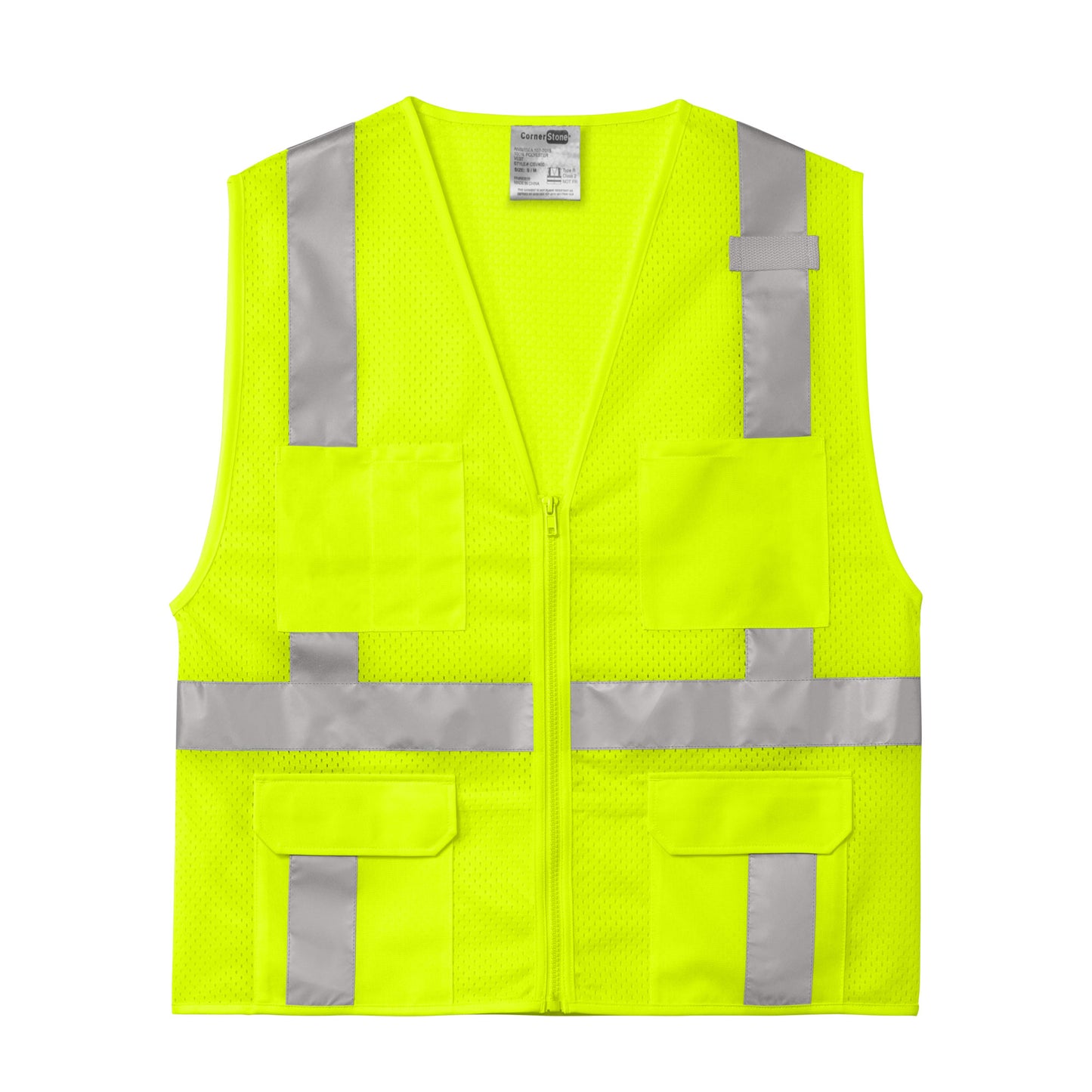 CornerStone ANSI 107 Class 2 Mesh Six-Pocket Zippered Vest