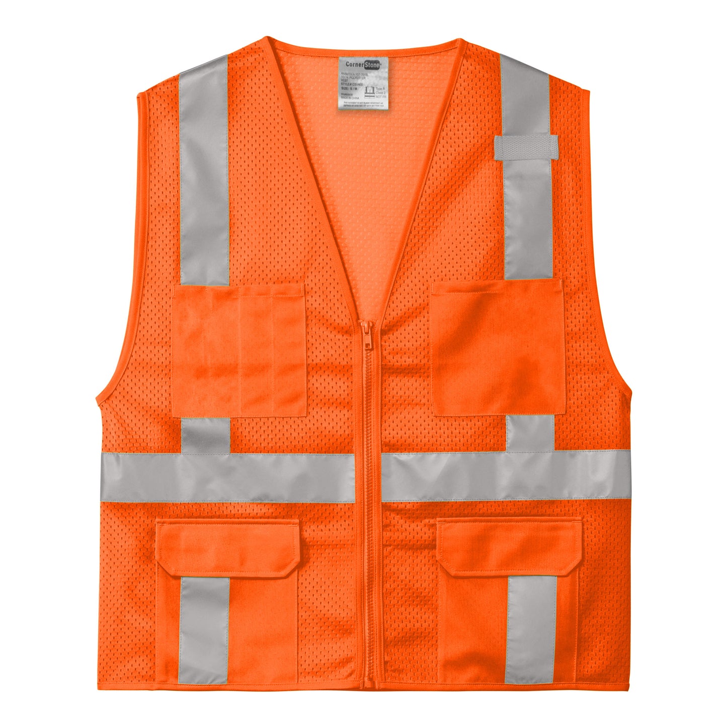 CornerStone ANSI 107 Class 2 Mesh Six-Pocket Zippered Vest
