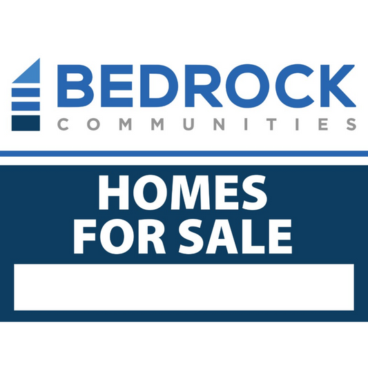 Bedrock Communities - 18"x24" Double Sided, Lightweight Signs w/Wire Stakes - Custom Erasable Marker Box