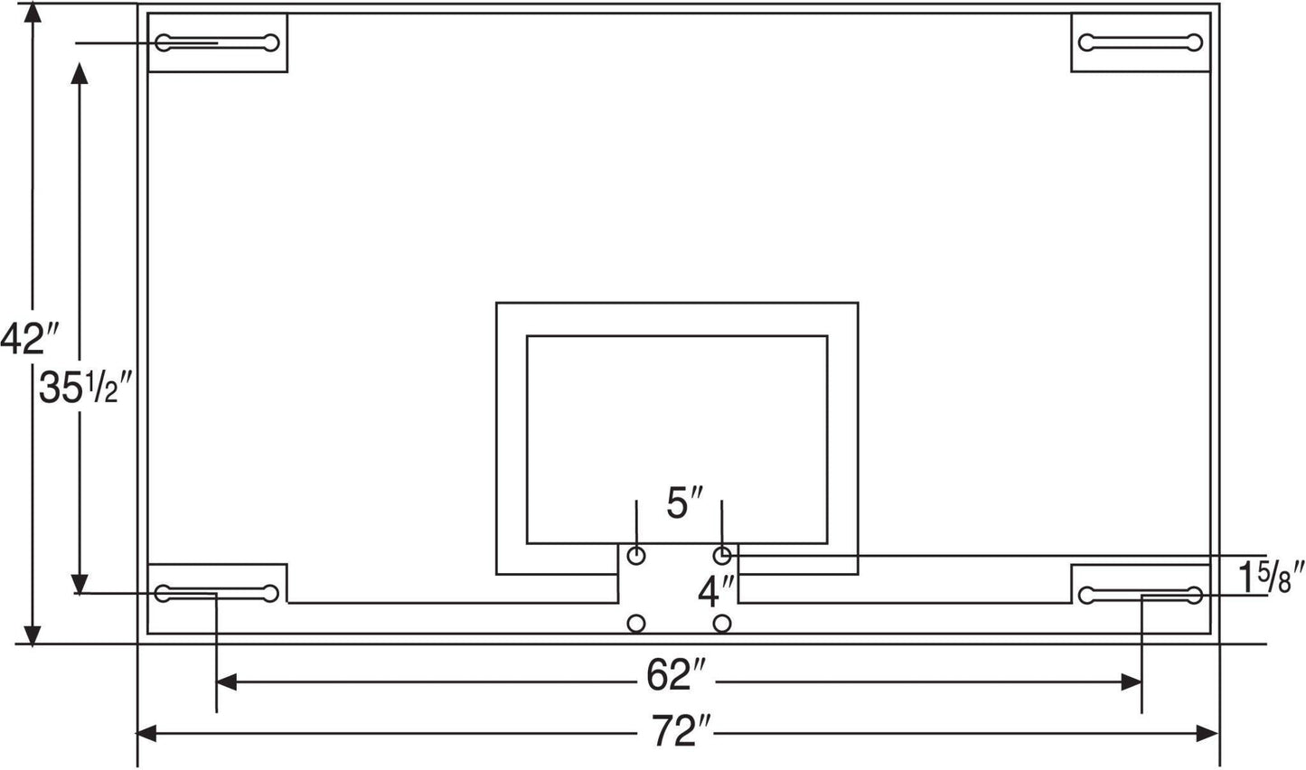 42" x 72" Unbreakable Short Glass Backboard