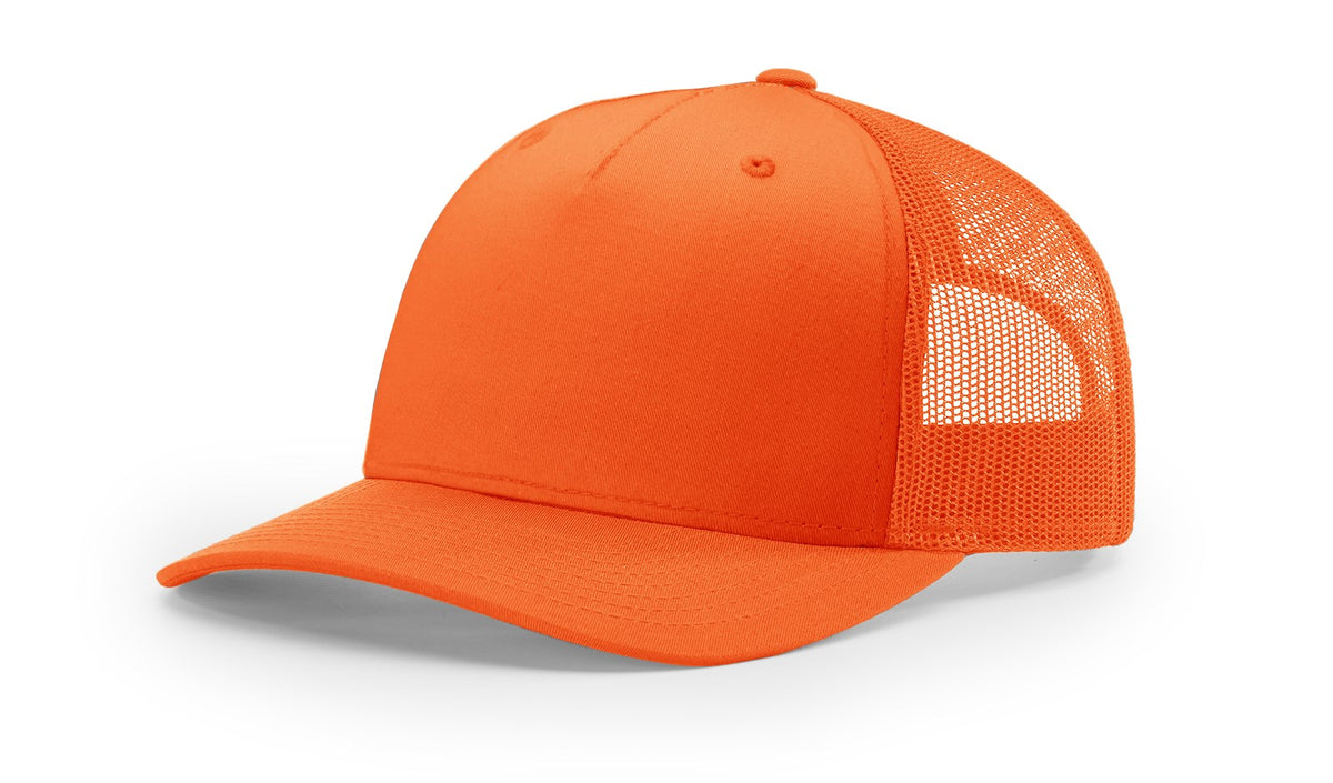 Richardson 882FP Blaze Orange Fiver Panel Mesh Back Cap – Red
