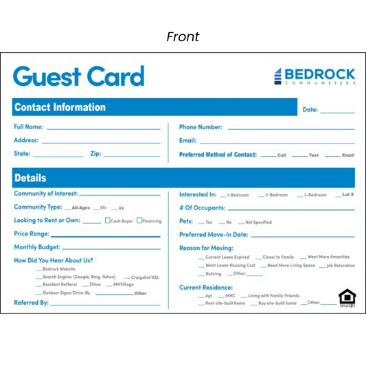 Bedrock Communities - Guest Cards - Set of 250