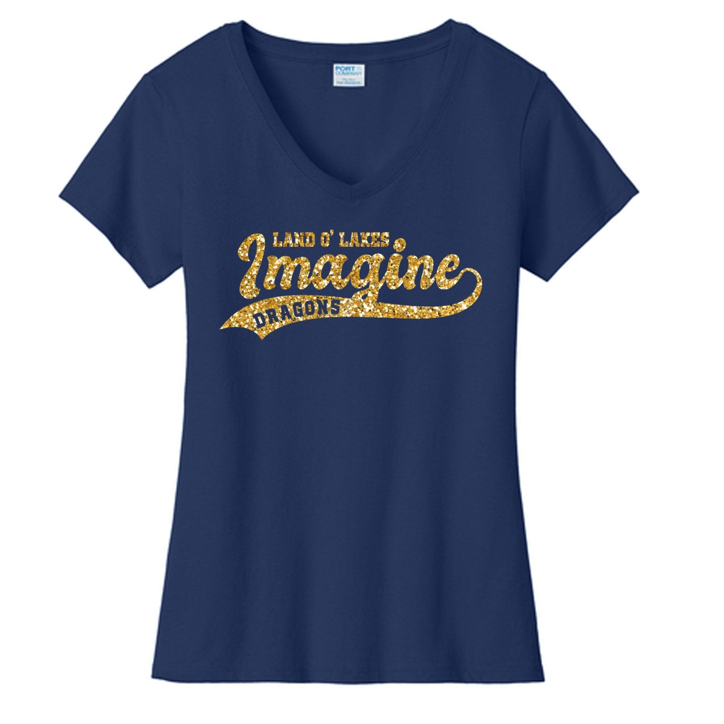 Imagine School Land O' Lakes Parent Ladies Spirit V-Neck Tee Glitter