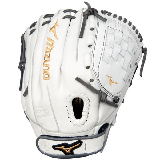 Mizuno MVP Prime Fastpitch Softball Glove, 12.5", RH, White-Grey