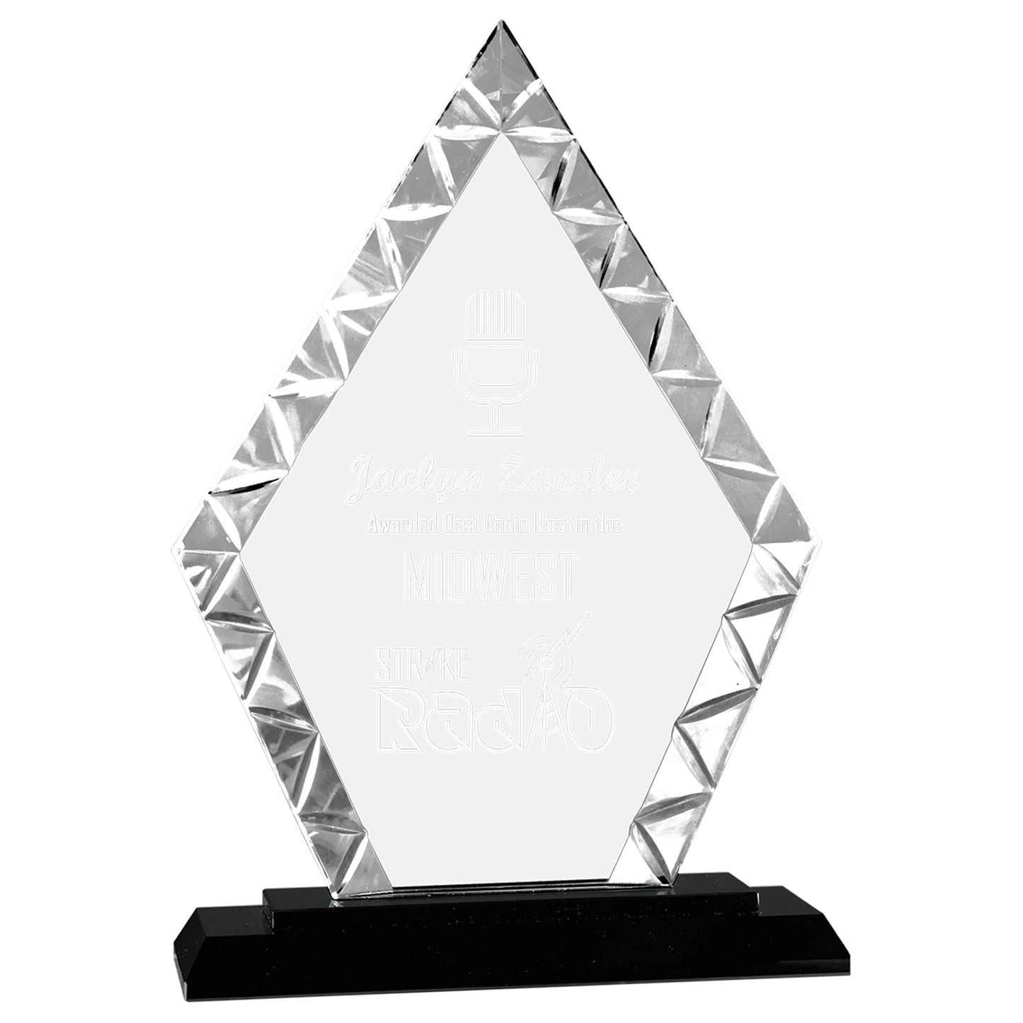 9" Diamond Accent Glass on Black Base