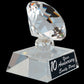 3 1/2" Crystal Diamond on Clear Pedestal Base on Black Background