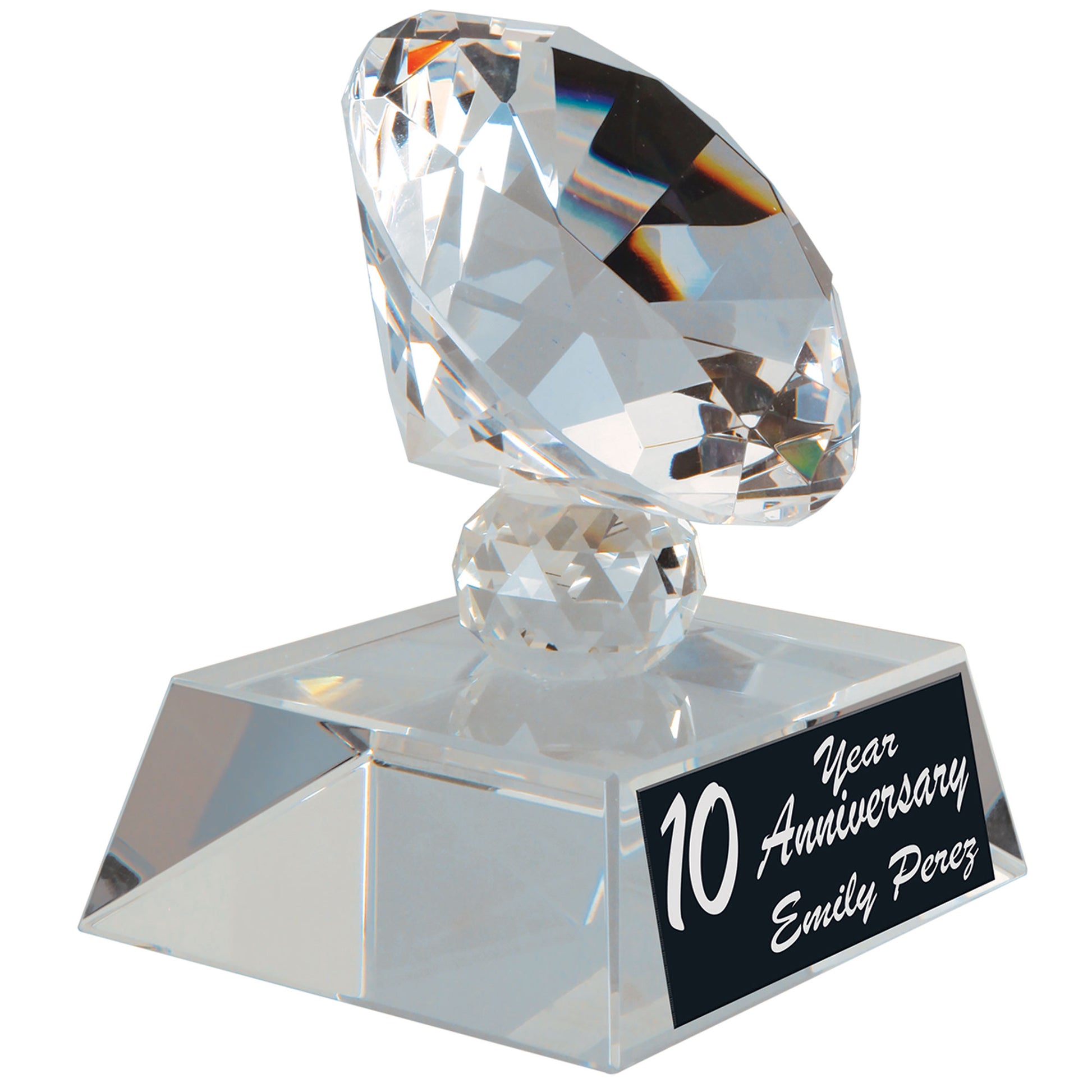 3 1/2" Crystal Diamond on Clear Pedestal Base