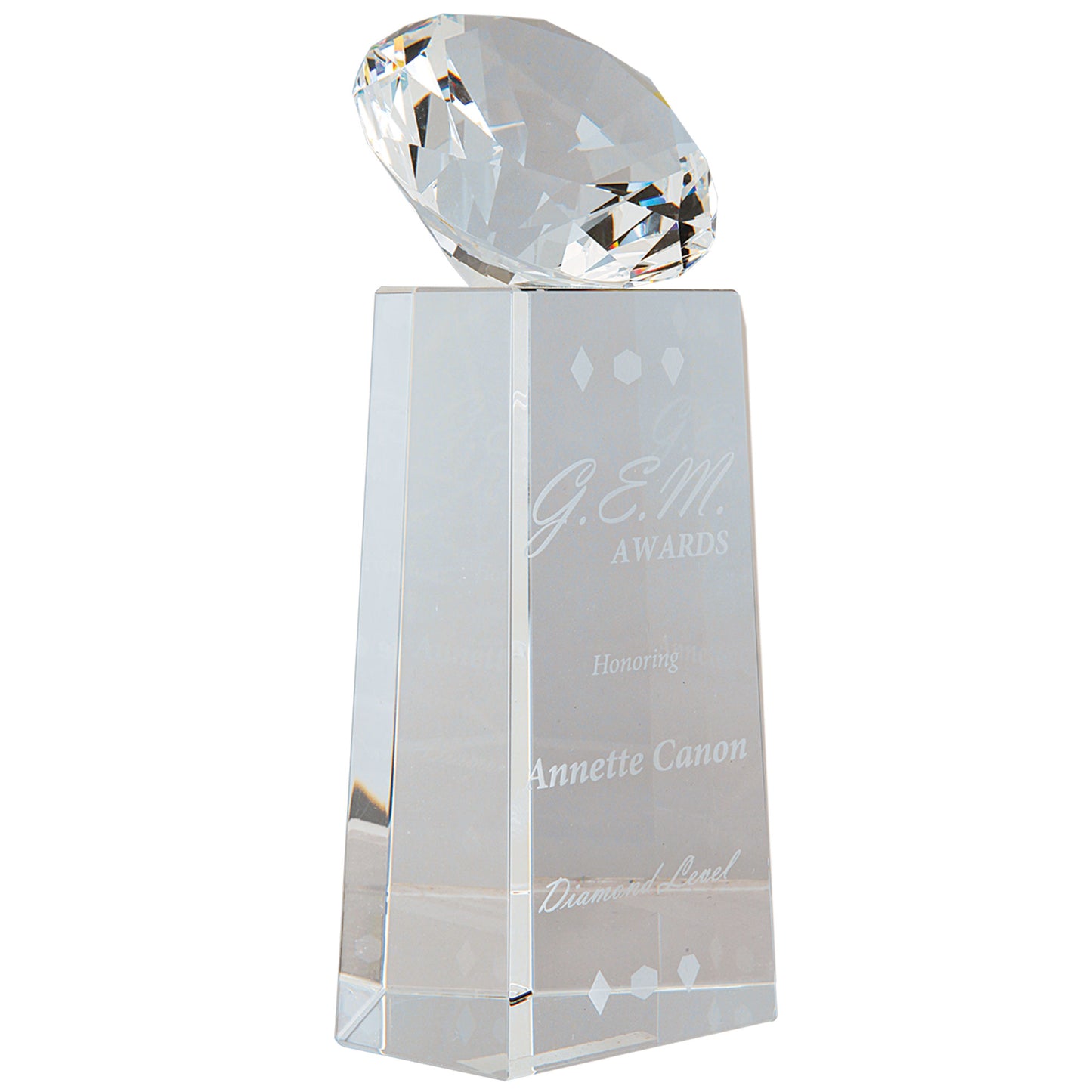 7 3/4" Crystal Diamond on Clear Crystal Pedestal