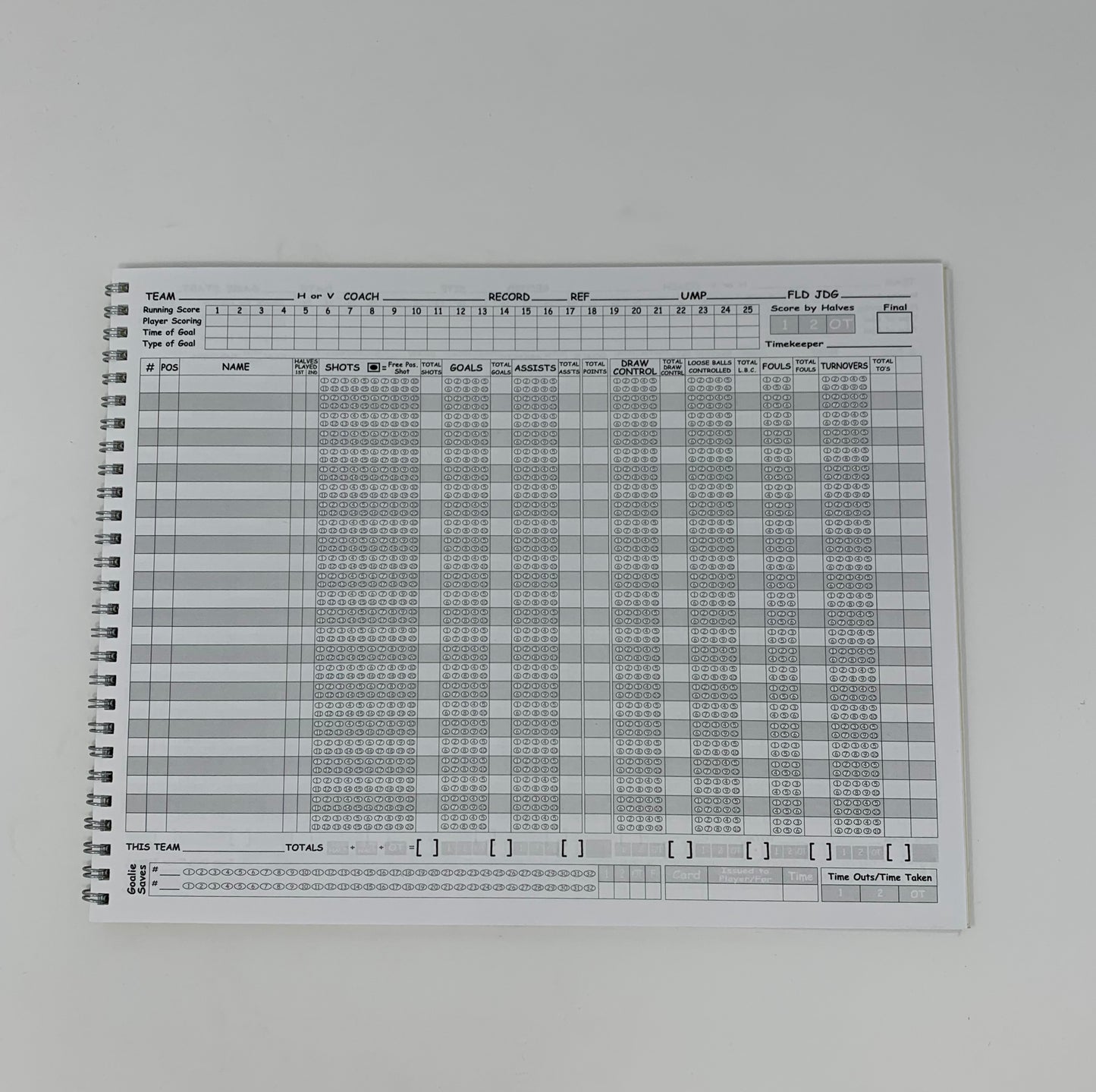 Women's Lacrosse Scorebook - Page Image