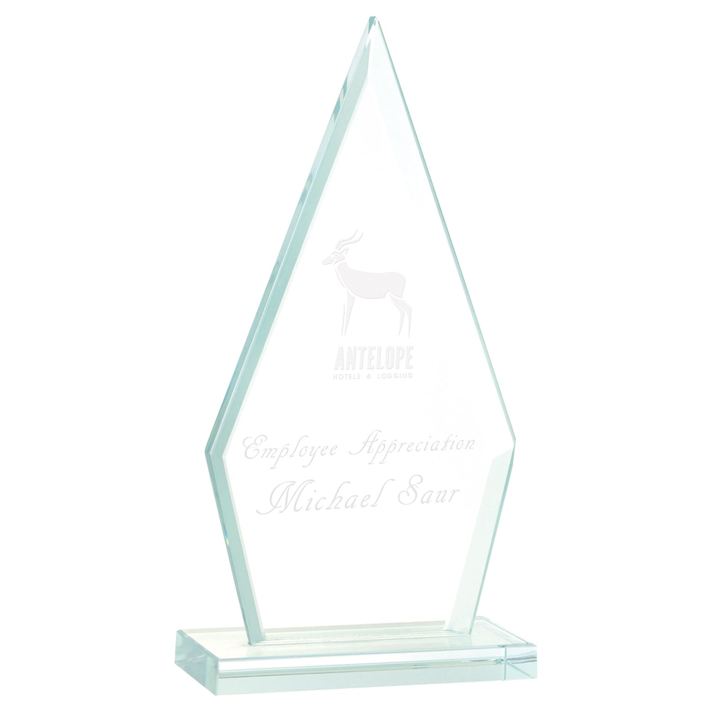 7 1/2" Triangle Jade Glass Award
