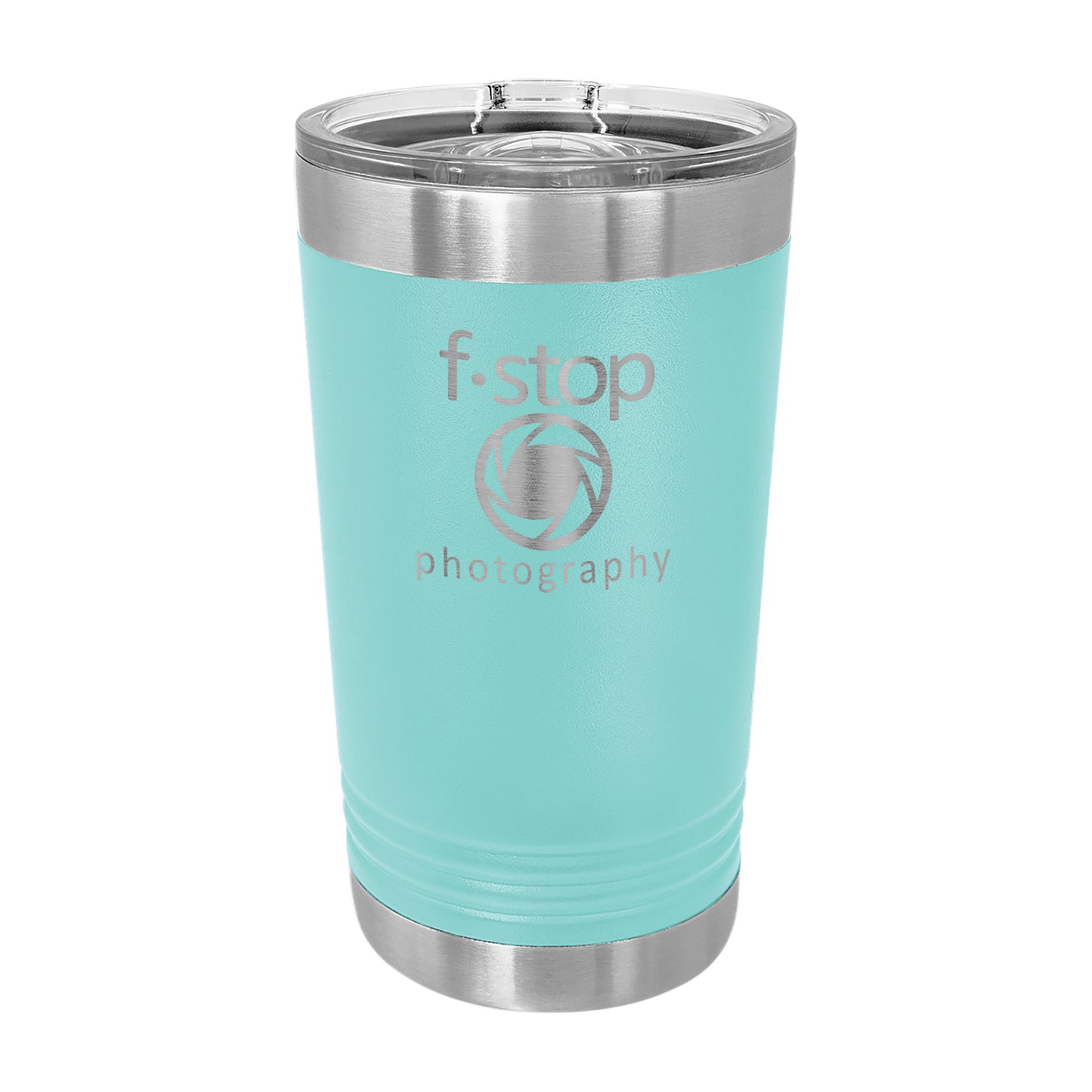 Custom Logo'd - 16 oz. Polar Camel Pint w/Silder Lid Teal