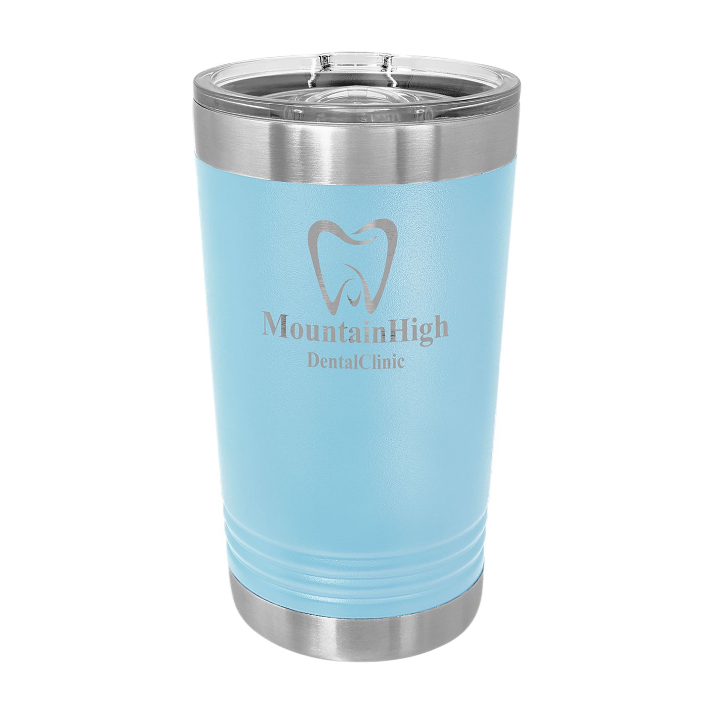 Custom Logo'd - 16 oz. Polar Camel Pint w/Silder Lid Light Blue