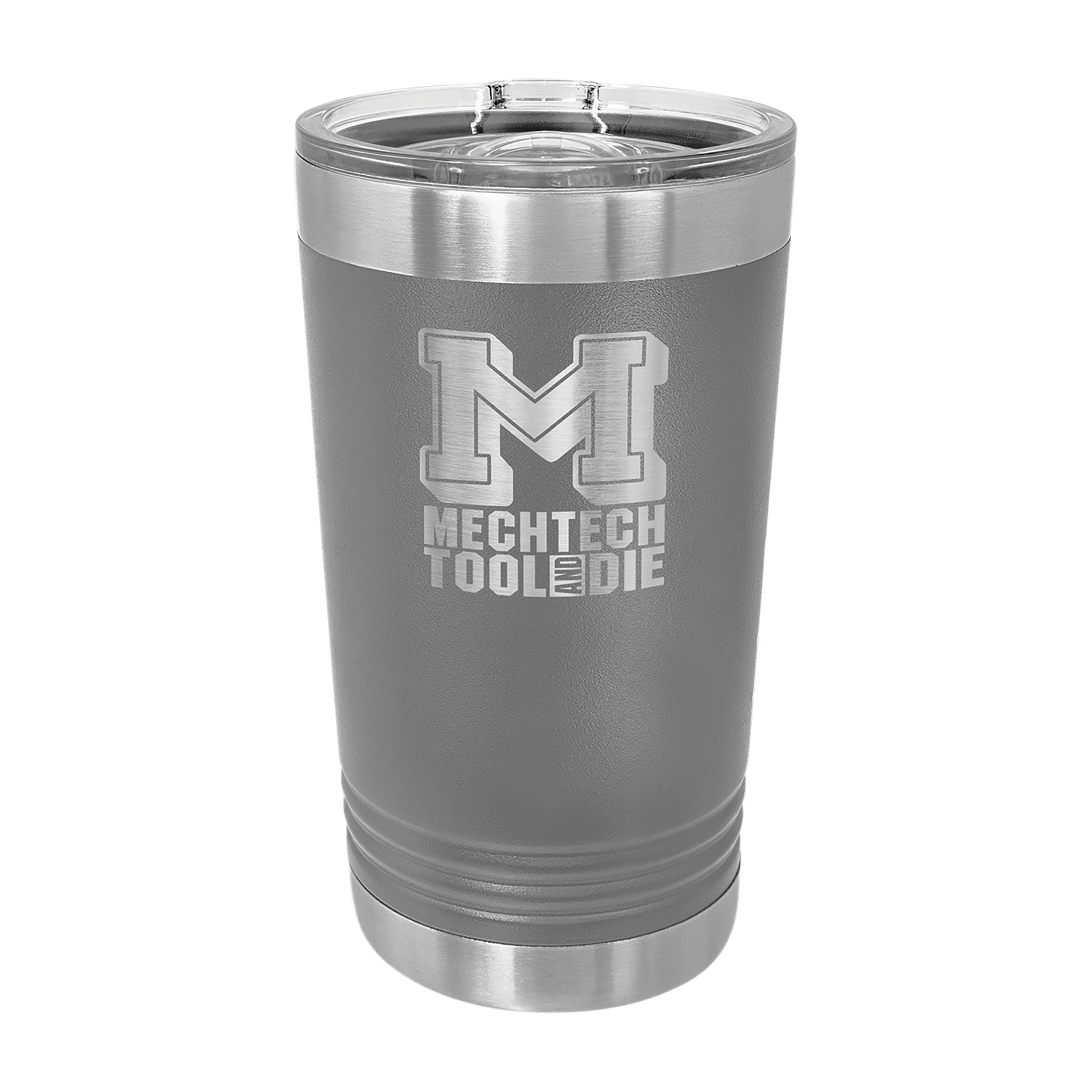 Custom Logo'd - 16 oz. Polar Camel Pint w/Silder Lid Dark grey