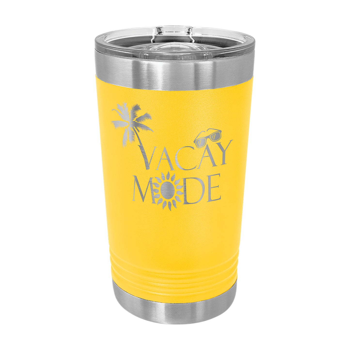 Custom Logo'd - 16 oz. Polar Camel Pint w/Silder Lid Yellow