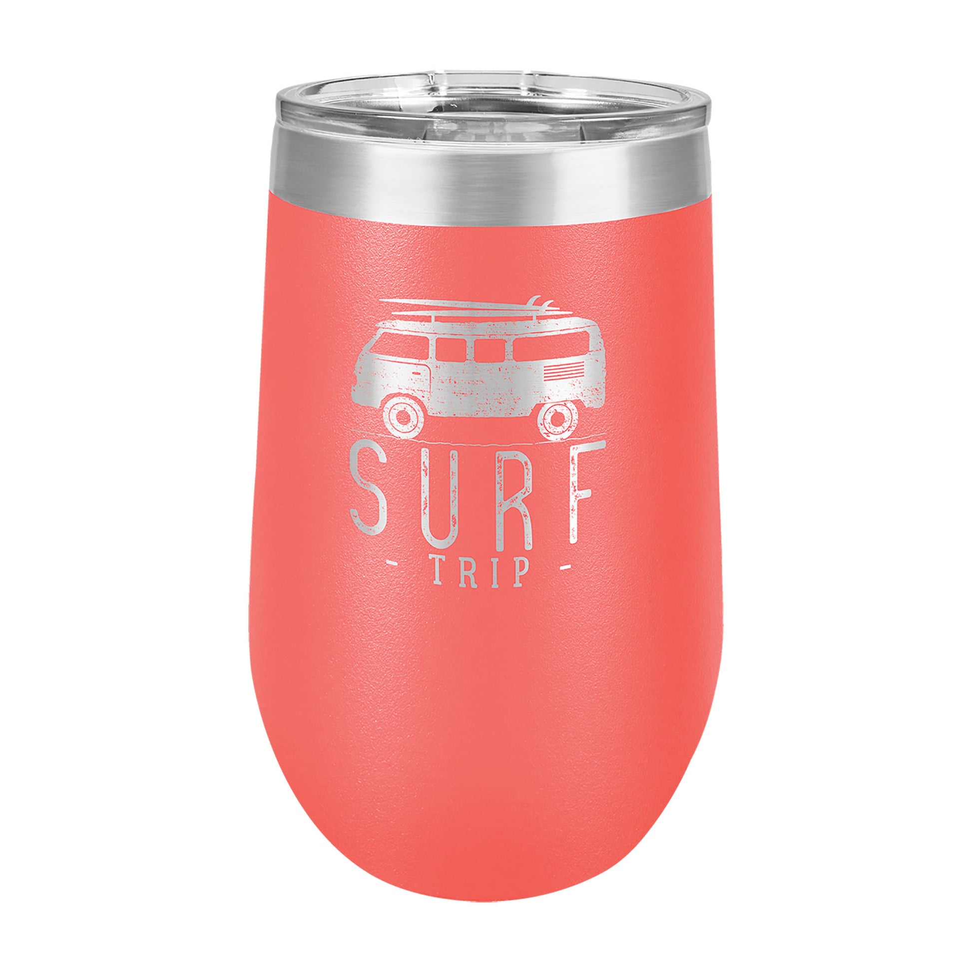 Polar Camel 16 oz. Vacuum Insulated Stemless Wine Tumbler with Lid Coral