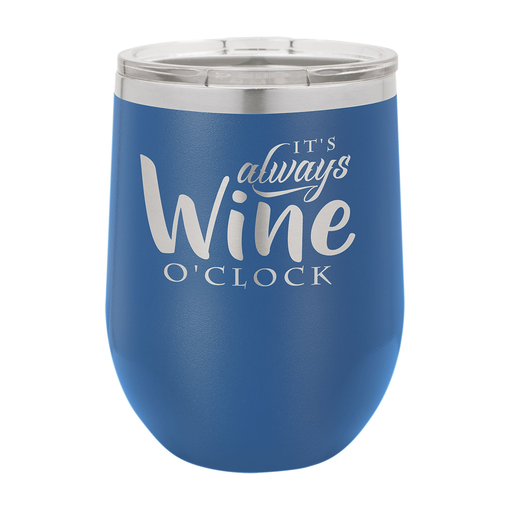 Engraved Stemless Insulated Wine Tumbler w/ Lid, Pink 12 oz