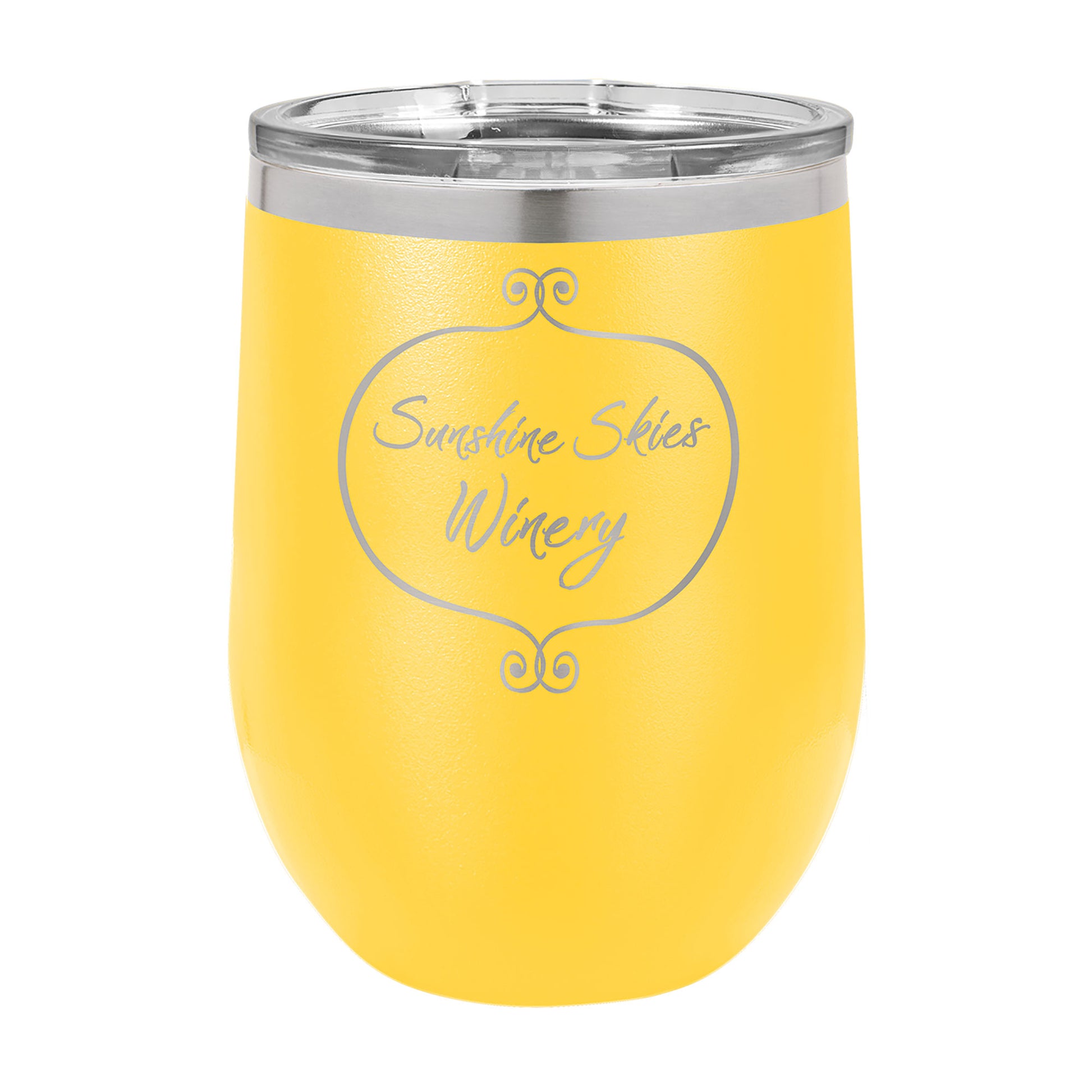 Polar Camel 12 oz. Vacuum Insulated Stemless Wine Tumbler with Lid Yellow