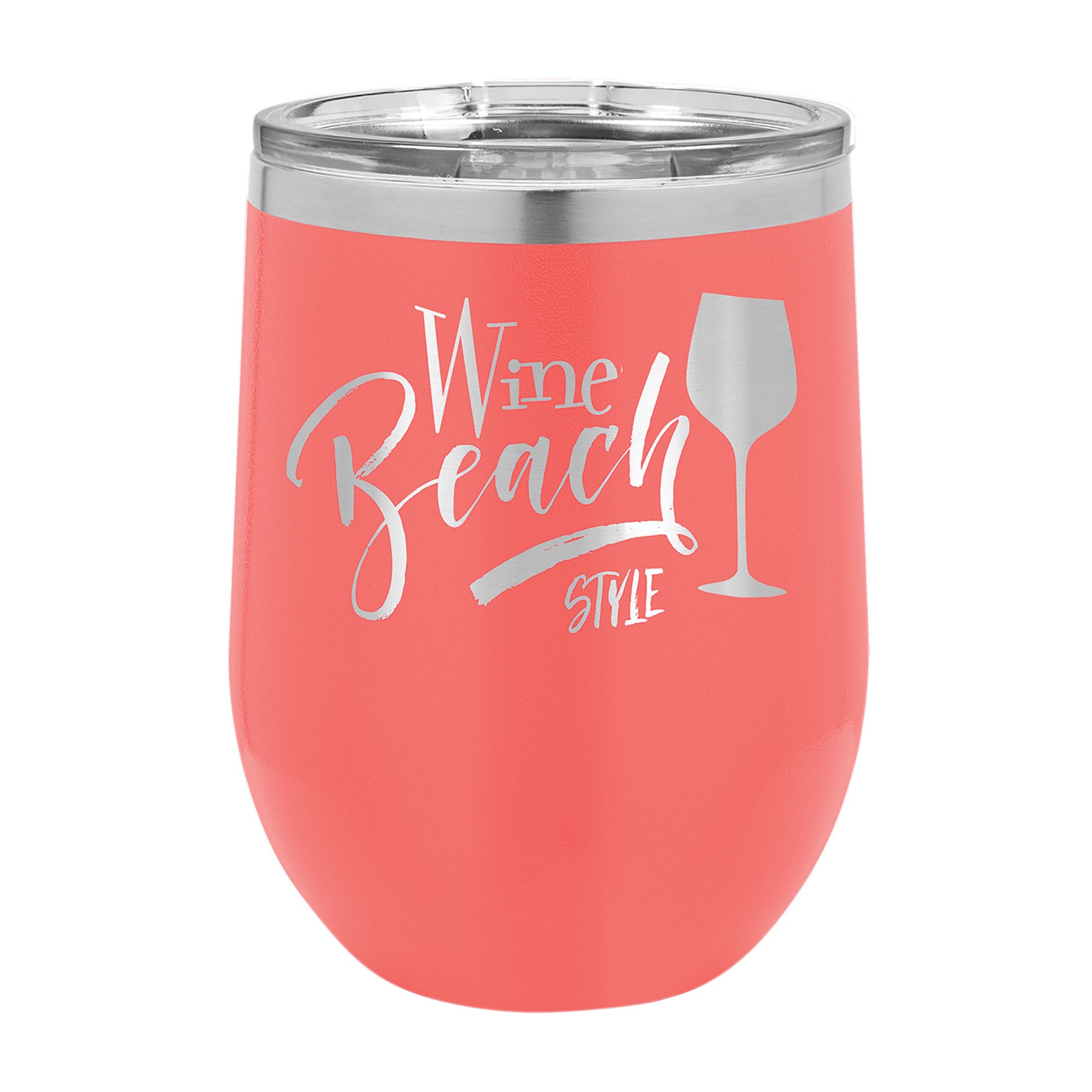 Polar Camel 12 oz. Vacuum Insulated Stemless Wine Tumbler with Lid Coral