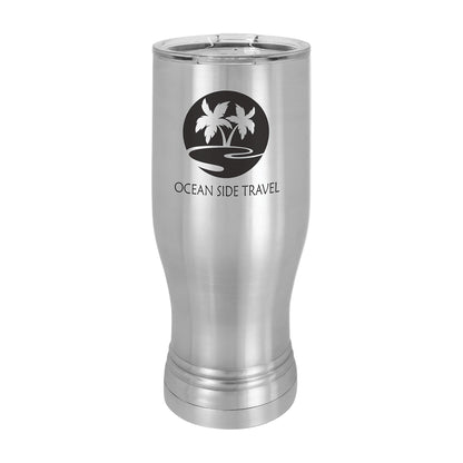 Custom Logo'd - 20 oz. Polar Camel Pilsner w/Clear Lid Stainless Steel